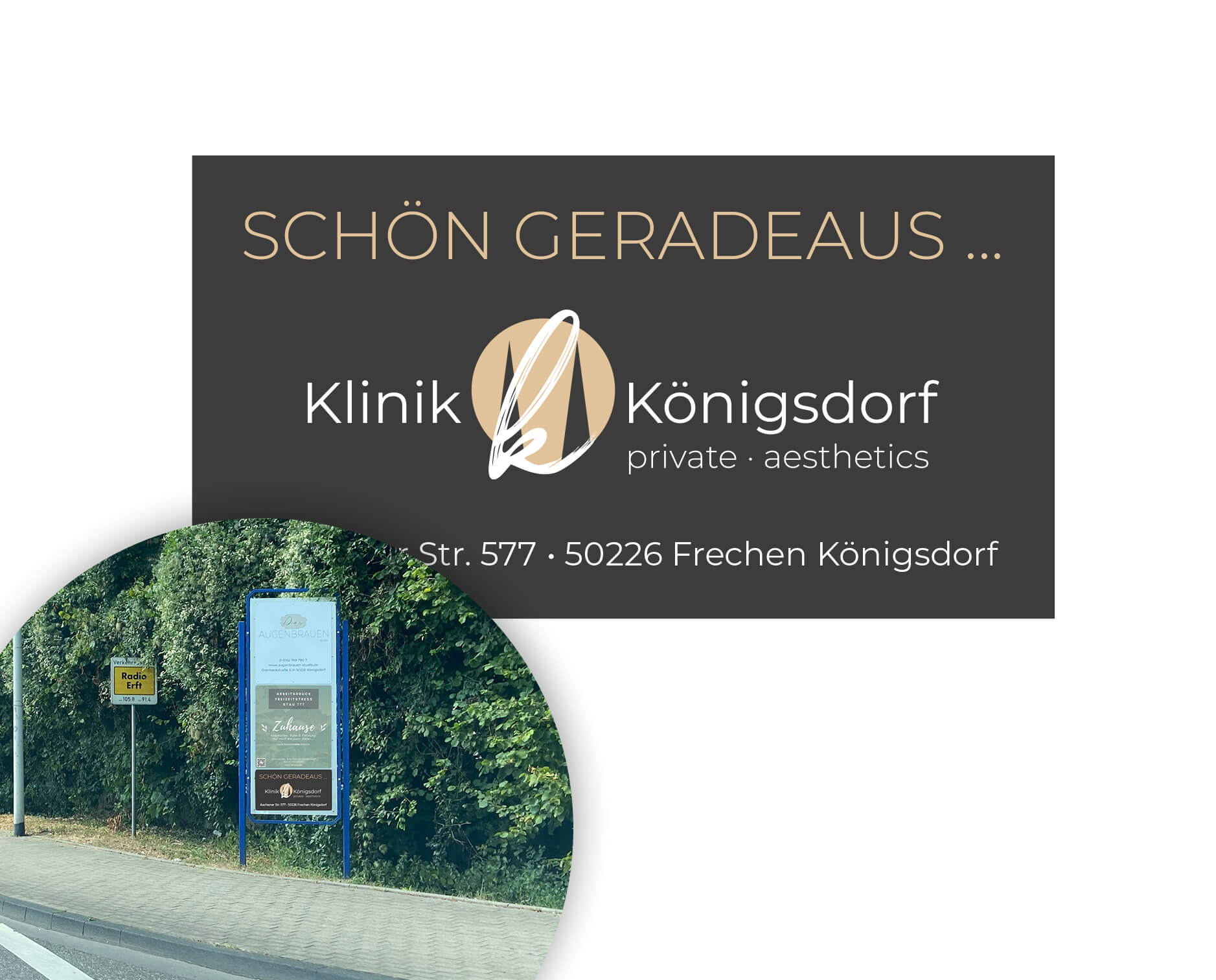 Hinweisschild für die Klinik Königsdorf